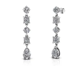 Alternating Diamond Drop Lab-Grown Diamond Earrings with 2.92 ct.(finished) 7x5mm, 3.5mm, 3.8mm