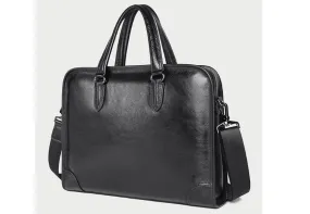 Black Leather 15 Inch Womens Laptop Work Bag Briefcase