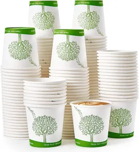 Compostable Paper Cups, Biodegradable Disposable Paper Coffee Cups with PLA Lined, Eco-friendly Hot Drinking Cups