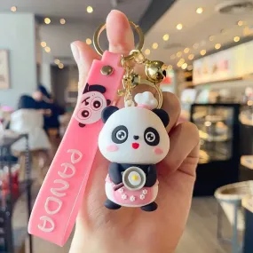 Cute Pink Panda Chef | 3D Lanyard Keychain | Silicone