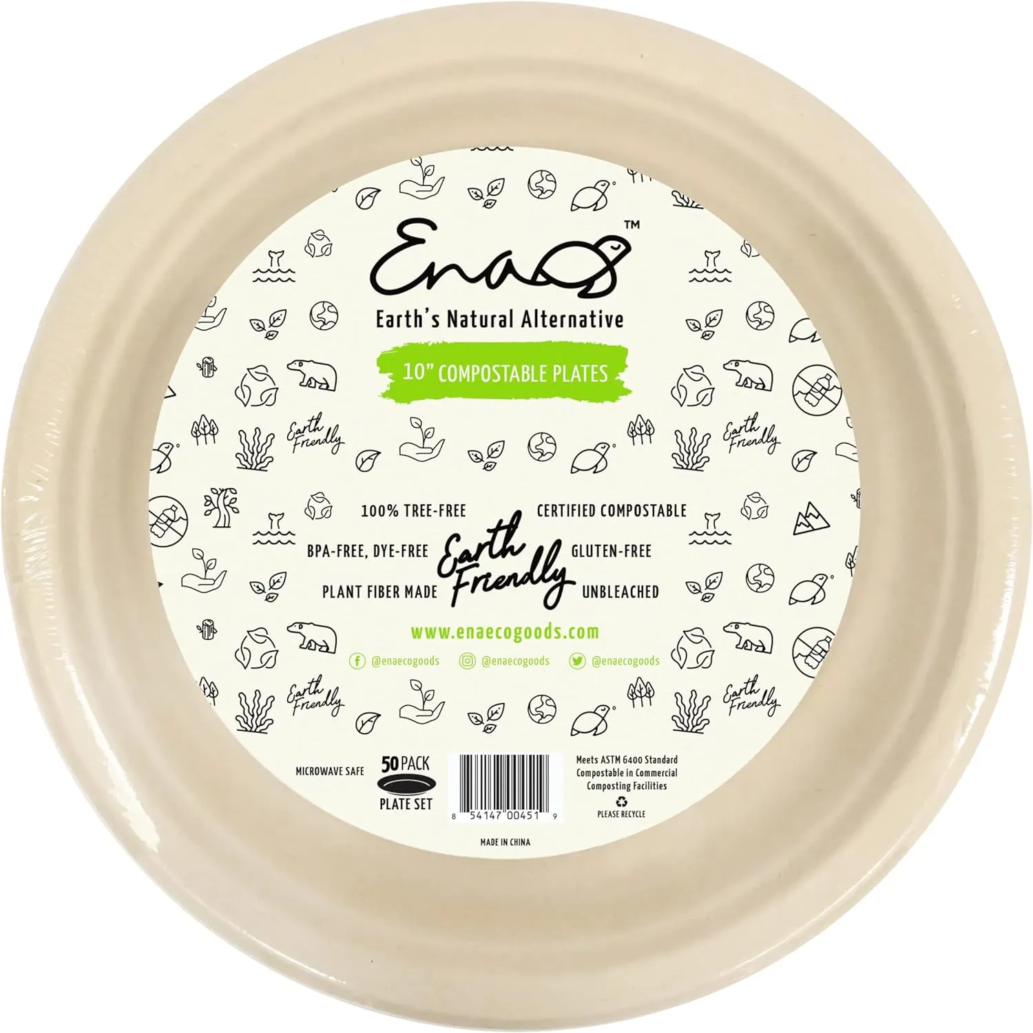 Earth's Natural Alternative Eco-Friendly, Compostable Plant Fiber Plate