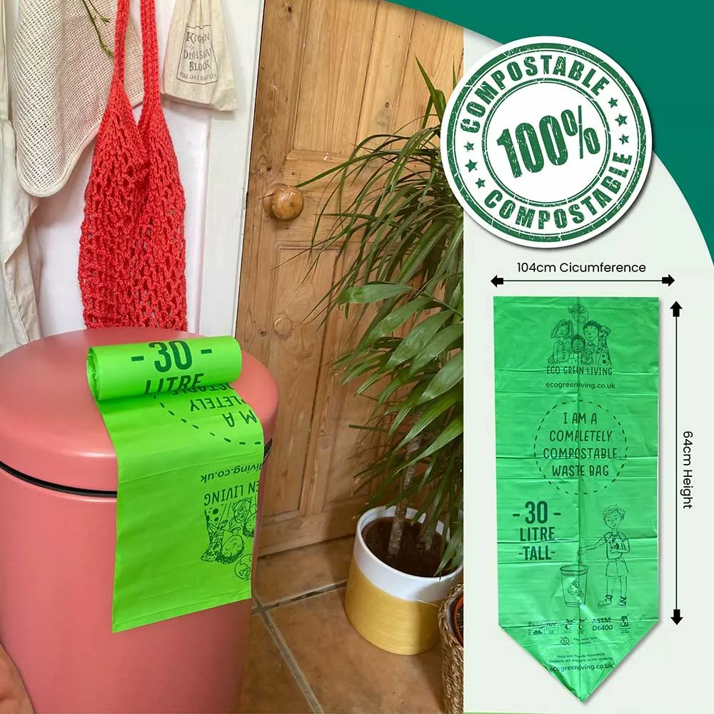 Eco Green Living Compostable Waste Bin Bags - 30L