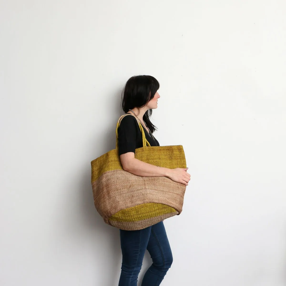 Hand Woven Jute Tote Bag Ochre