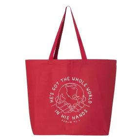 He's Got The Whole World In His Hands Jumbo Tote Canvas Bag