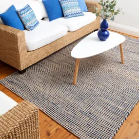 IRIS Indigo Blue Natural Jute and Cotton Large Rug