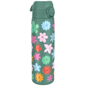 Leak Proof Slim Water Bottle, Stainless Steel, Floral, 600ml (20oz)