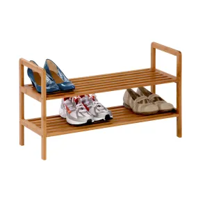 Natural Bamboo 2-Tier Shoe Rack