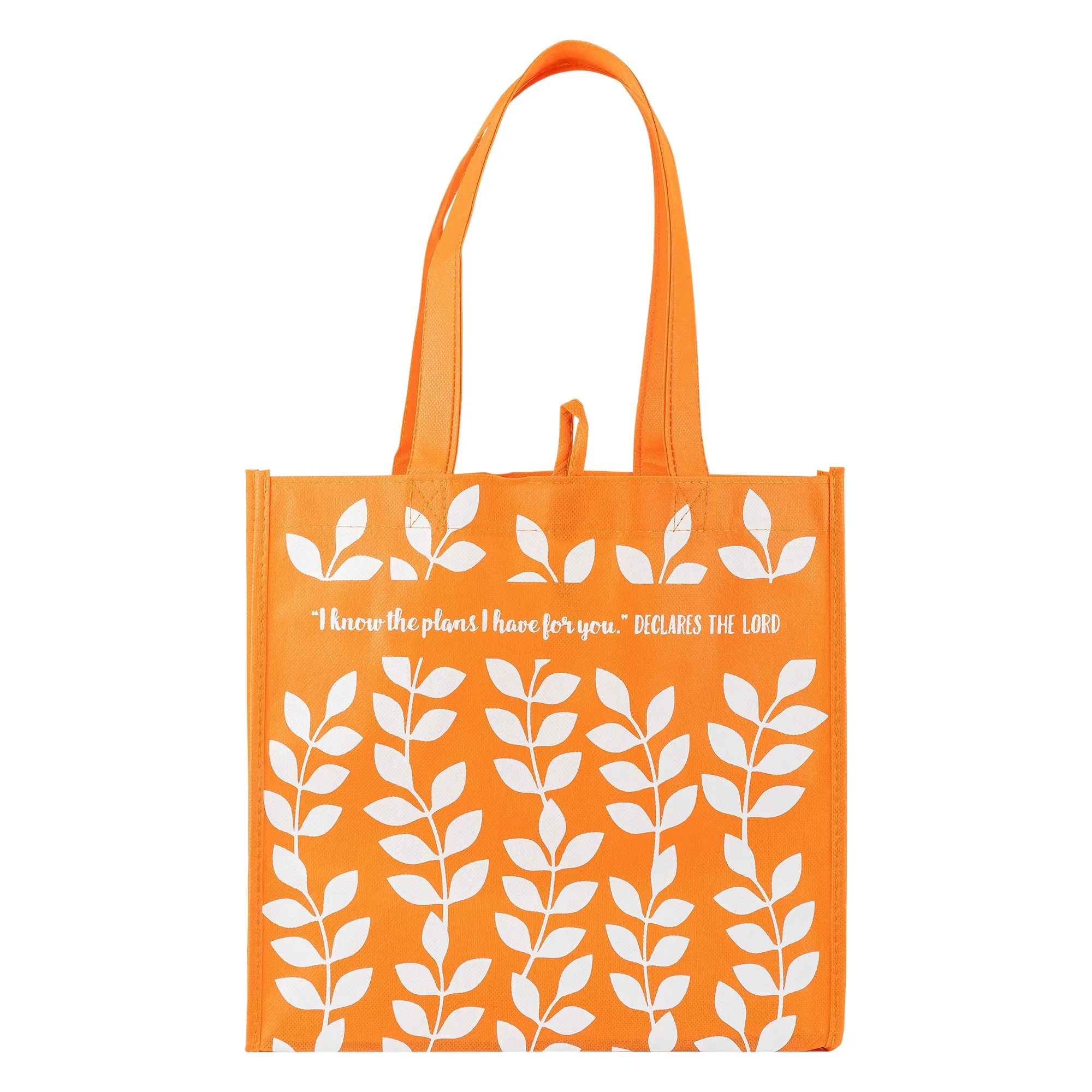 Orange Leaf Print Eco Tote Bag - Jeremiah 29:11 "I Know The Plans"