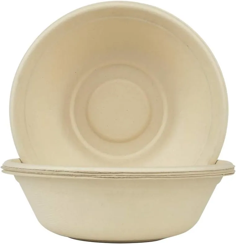 Paper Bowls for Soup Pasta Cereal Salad Ice Cream, Disposable Bamboo Large Bowls, Compostable, Biodegradable, Unbleached