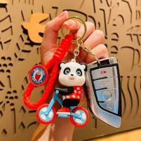 Red Panda Cycle | 3D Lanyard Keychain | Silicone