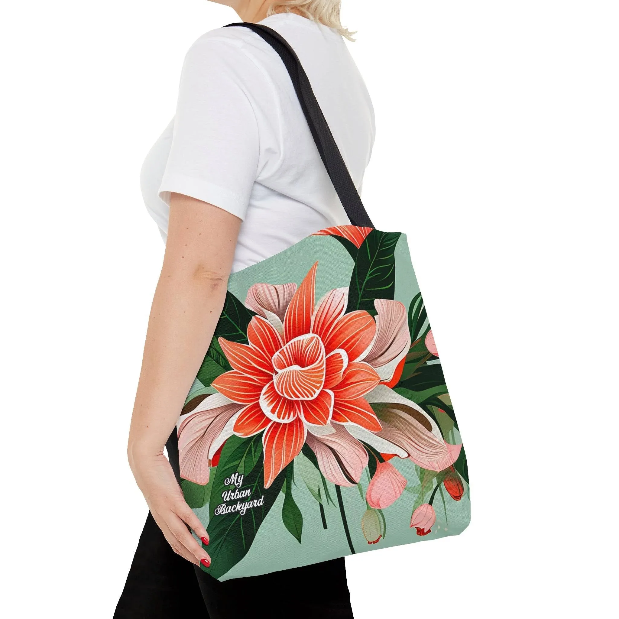 Reusable Tote Bag for Everyday Use, Shoulder Bag w Cotton Handles - Large Flower