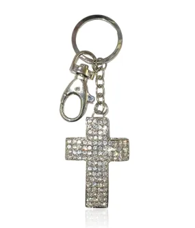 Sparkling Silver Cross Bag Charm