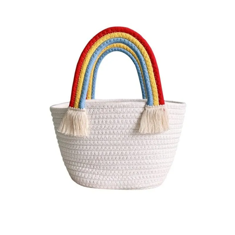 Trenly Earthy Chic Mini Jute Rainbow Tote – The Perfect Everyday Essential