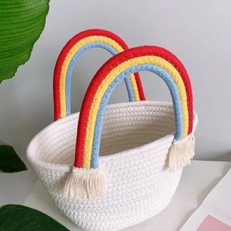 Trenly Earthy Chic Mini Jute Rainbow Tote – The Perfect Everyday Essential