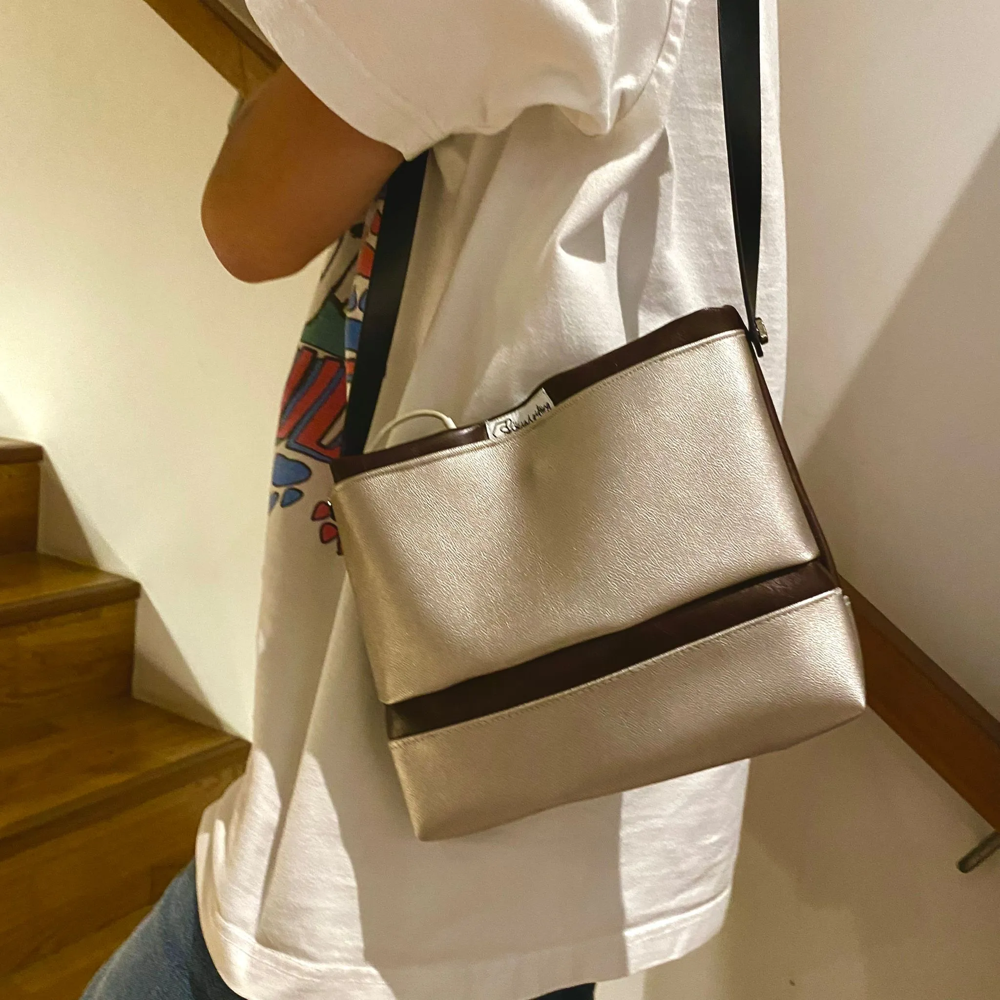 Upcycled PU Leather Shoulder Bag